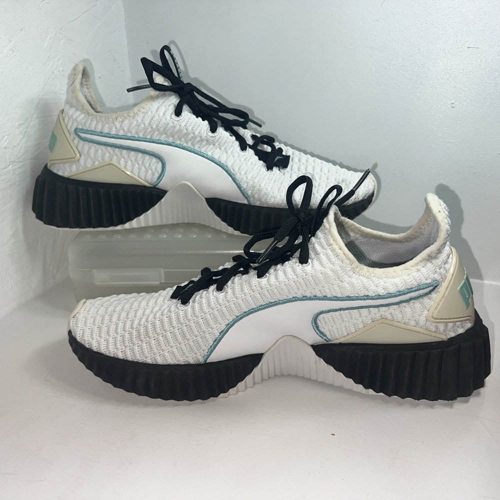 Puma Defy Girls Training Sneaker Athletic Shoes White Black Aquifer 7C